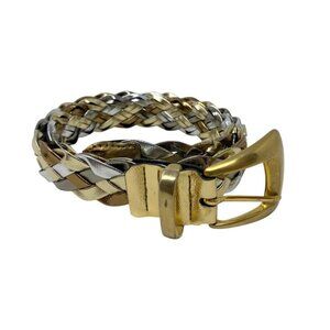 Ribco Womens Gold Silver Bronze Woven Braided Belt Glam Going Out 35" Long